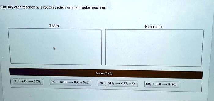 SOLVED: Classify each reaction as a redox reaction or a non-redox ...