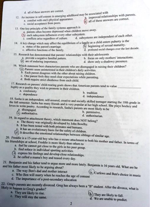 d all of these answers are correct improved relationships with parents ...