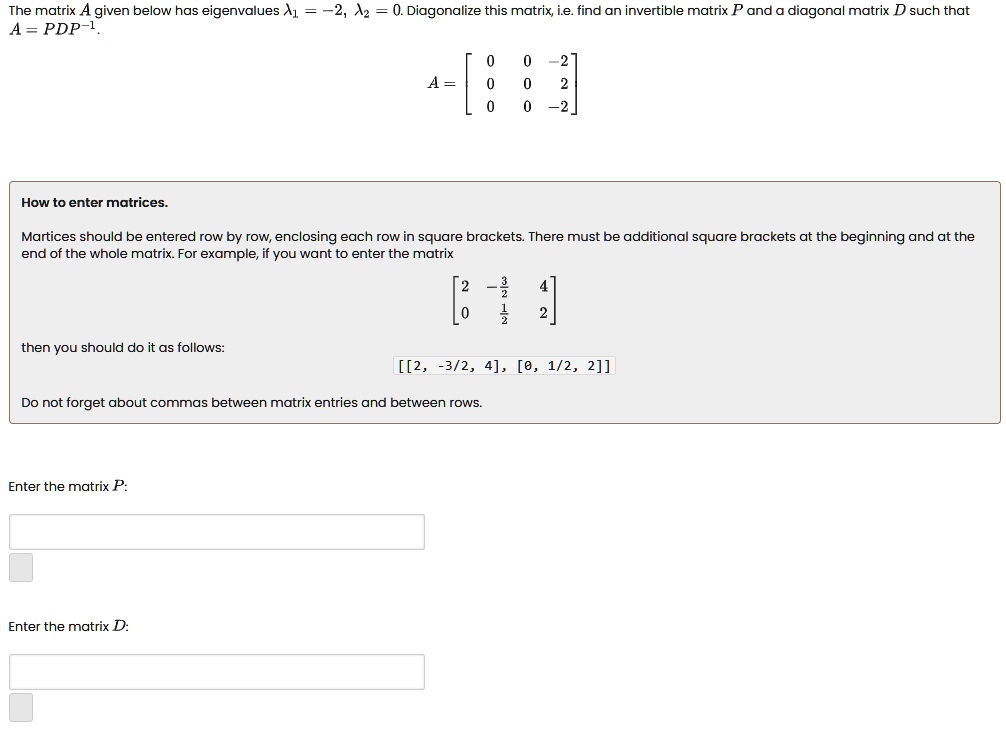 SOLVED The matrix A given below has eigenvalues A1 = 2, 4, 0
