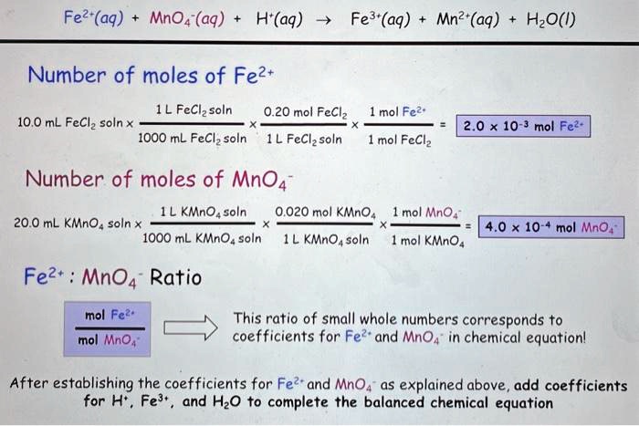 Solved: Fe?-(aq) Mno4 (aq) H*(aq) Fe3 (aq) Mn?*(aq) Hzo() Number Of 