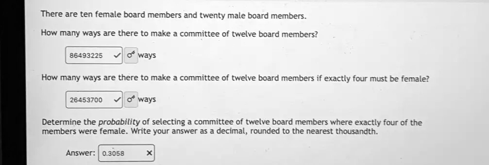 There Are Ten Female Board Members And Twenty Male Board Members How