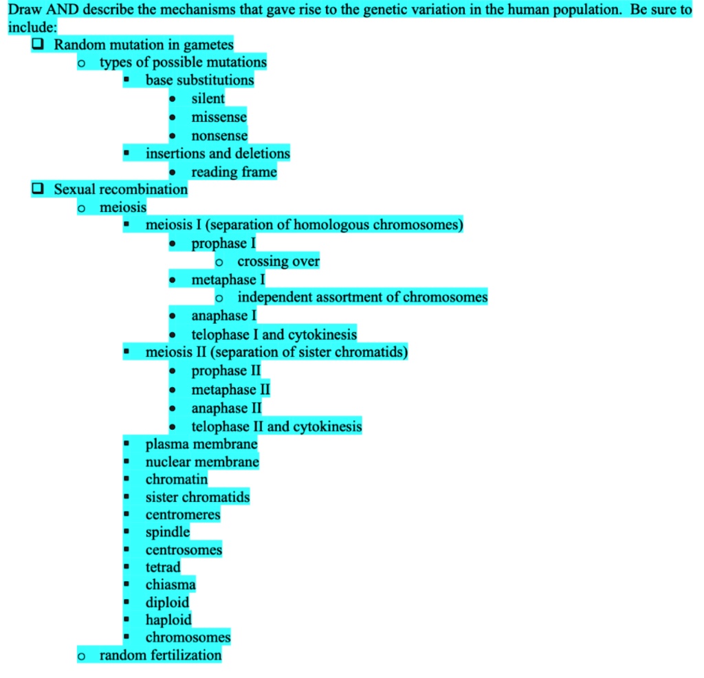 draw and describe the mechanisms that gave rise to the genetic ...