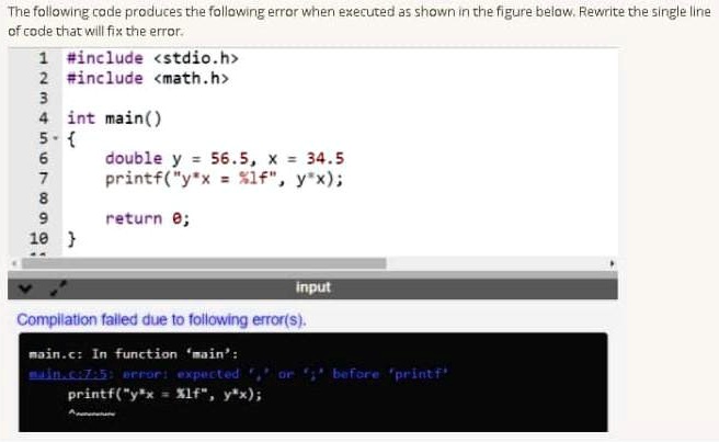 SOLVED: The following code produces the following error when executed ...