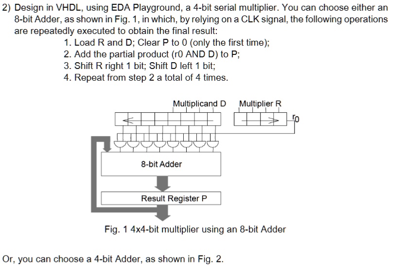 design in vhdl using eda playground a 4 bit serial multiplier 8 bit ...