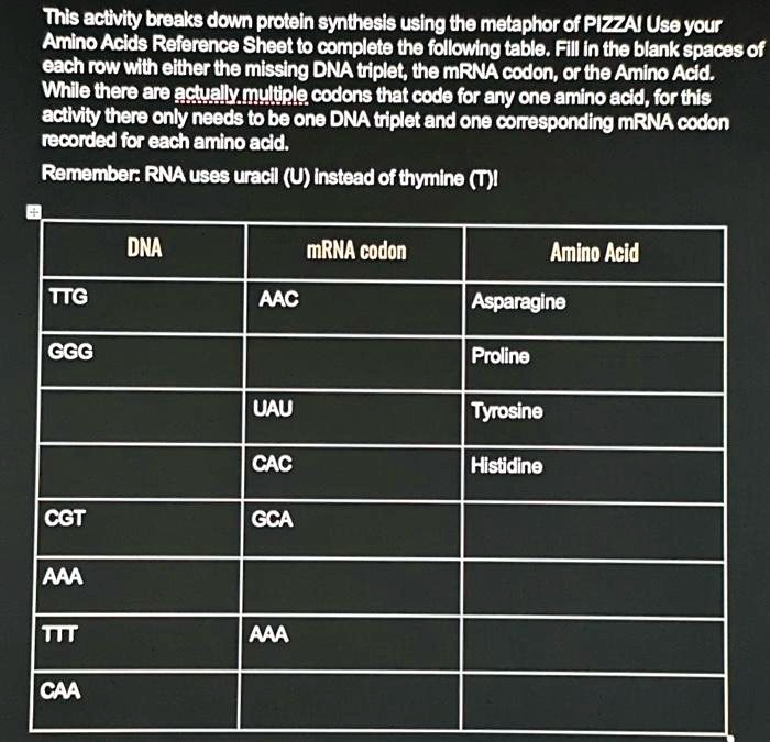 Texts This activity breaks down protein synthesis using the metaphor