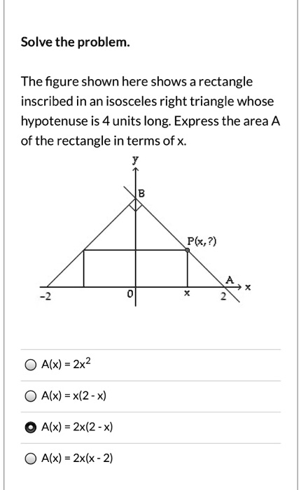 SOLVED: The figure shown here shows a rectangle inscribed in an ...