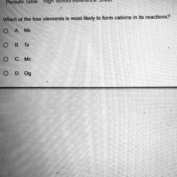 Which of the four elements is most likely to form cations in its
