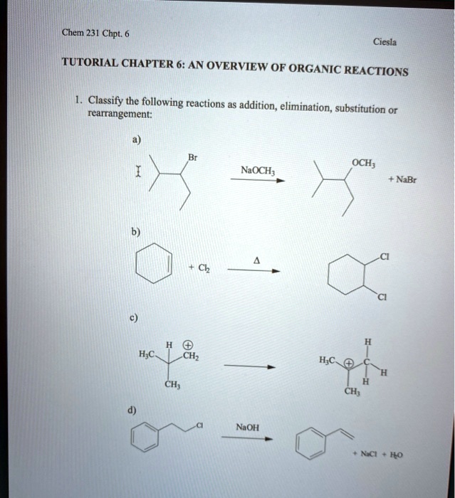SOLVED: Chem 231 Chpl Ciesla TUTORIAL CHAPTER 6: AN OVERVIEW OF ORGANIC ...