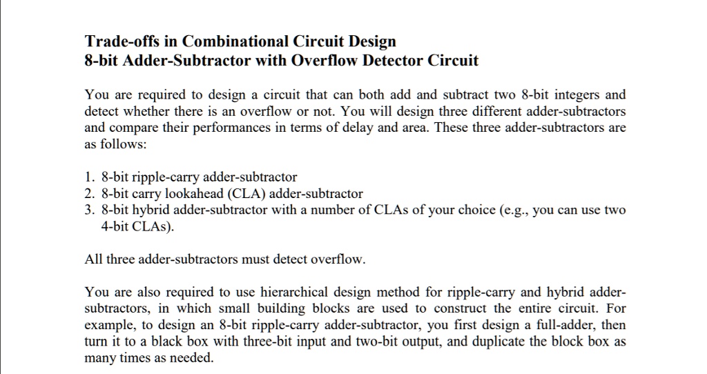 Trade-offs in Combinational Circuit Design 8-bit...