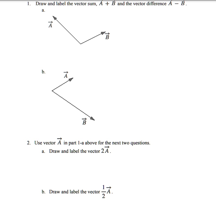 1. Draw and label the vector sum, A⃗ + B⃗ and the vector...