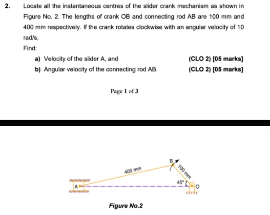 SOLVED: Locate All The Instantaneous Centers Of The Slider Crank ...