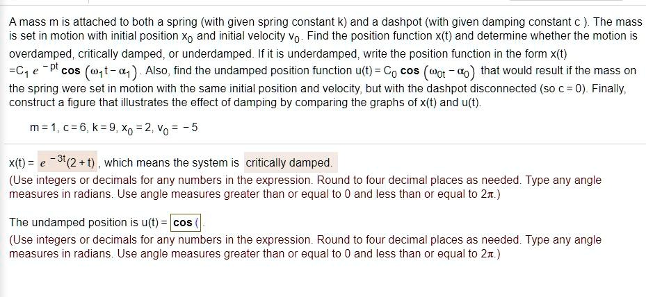 SOLVED: A mass m is attached to both a spring (with given spring ...