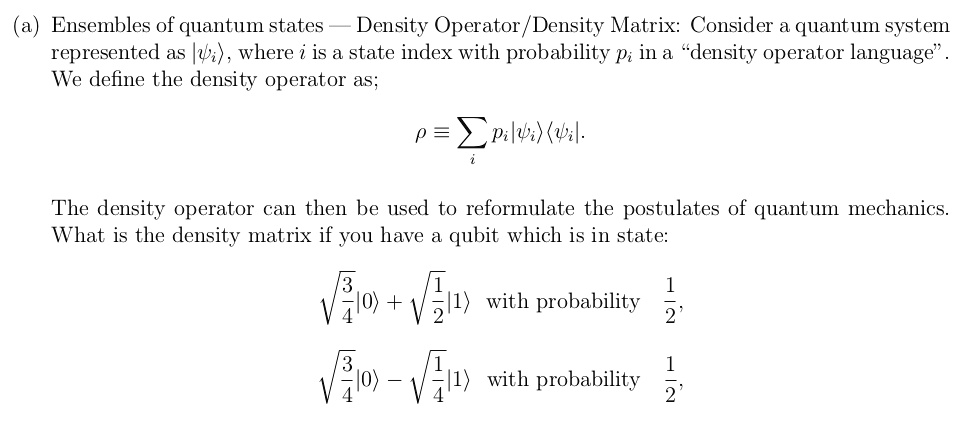 Ensembles of quantum states Density Operator /Density… - SolvedLib