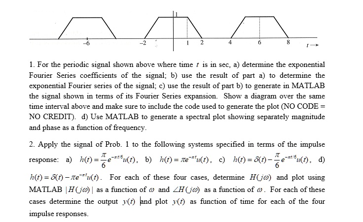 SOLVED: For the periodic signal shown above where time t is in sec, a ...