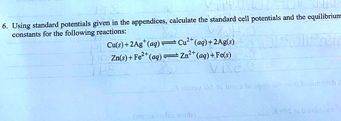 Solved Calculate The Standard Cell Potentials And The Equilibriun Using Standard Potentials