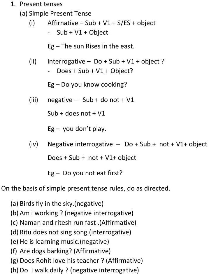 SOLVED Please solve this. Please help me. Present tenses (a) Simple