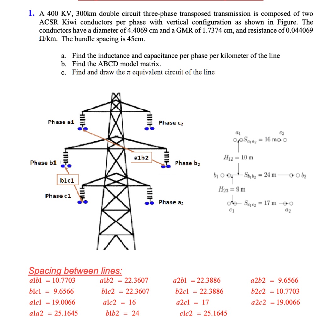 SOLVED: A 400 KV, 300 Km Double Circuit Three-phase Transposed ...