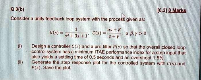 SOLVED: Q3b) Consider a unity feedback loop system with the process ...