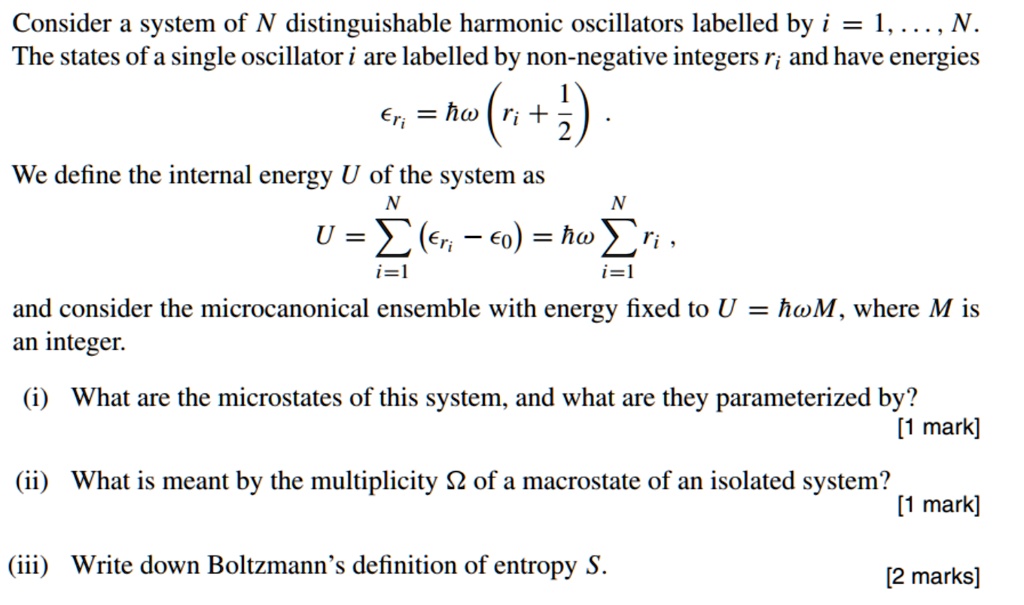SOLVED Consider a system of N distinguishable harmonic oscillators