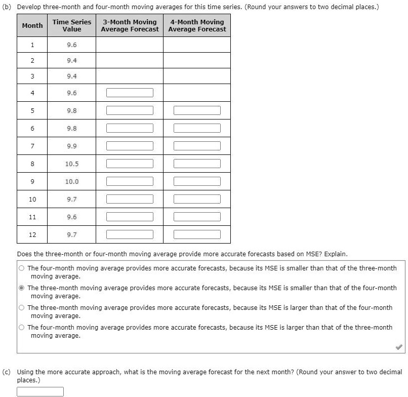 SOLVED Develop Three month And Four month Moving Averages For This 