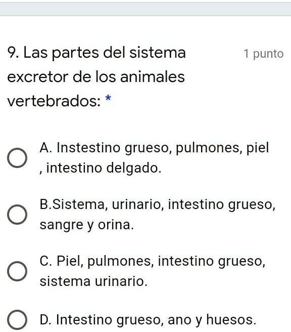 SOLVED: ayudaaaaa ayudaaaaa 9. Las partes del sistema excretor de los ...