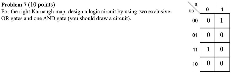 SOLVED: Problem 7 ( 10 points) For the right Karnaugh map, design a ...