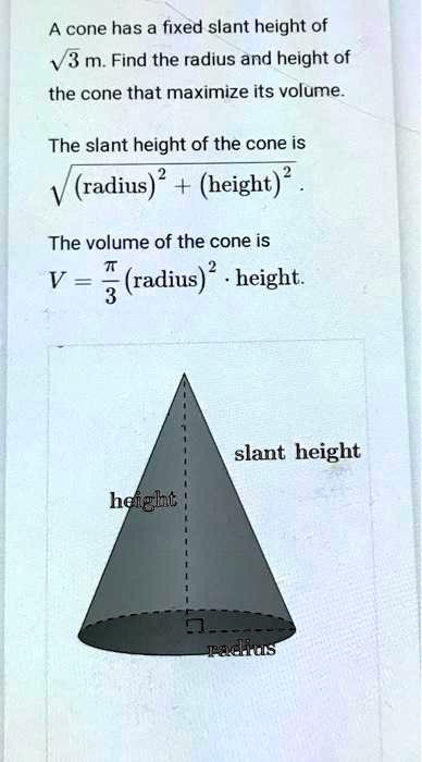 how to find volume of cone with slant height and radius