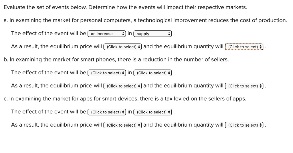 Selecting Economic Event SOLVED: Basic economic Evaluate the set of events below.Determine how ...