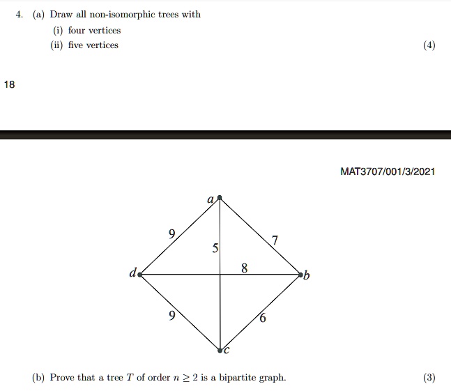 SOLVED: Draw all non-isomorphic trees with four vertices and five ...