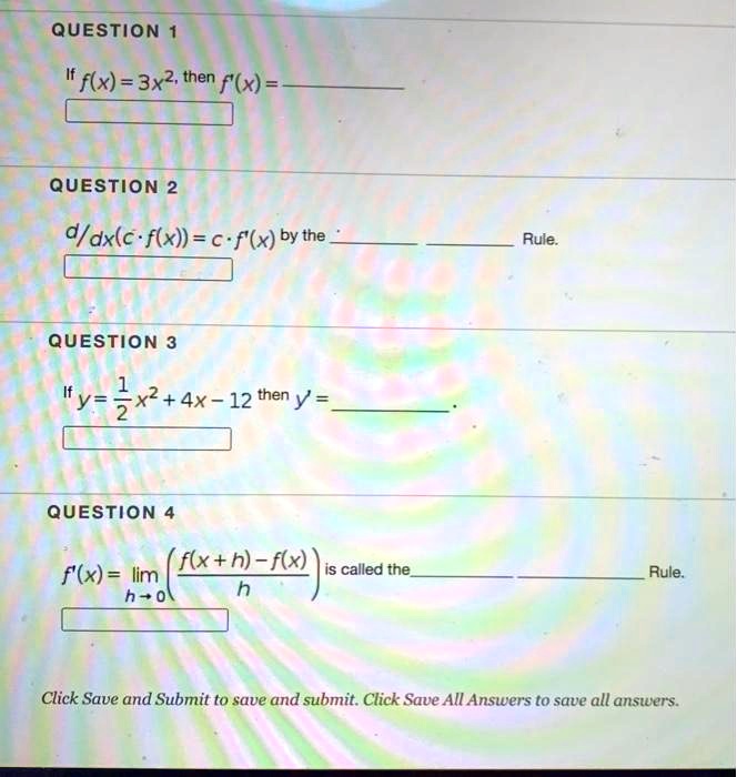 Solved Question F X 3x2 Then F X Question 2 D Dx C F X C F X By The Rule Question 3 Y X2 4x 12 Then Y 2 Question Flx H Flx F X Iim S Called