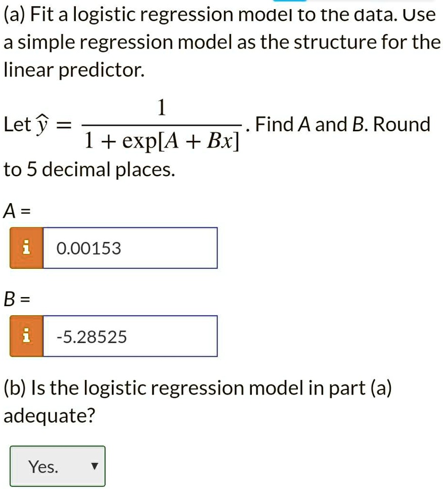 Solved A Fit A Logistic Regression Model To The Data Use A Simple Regression Model As The 1021