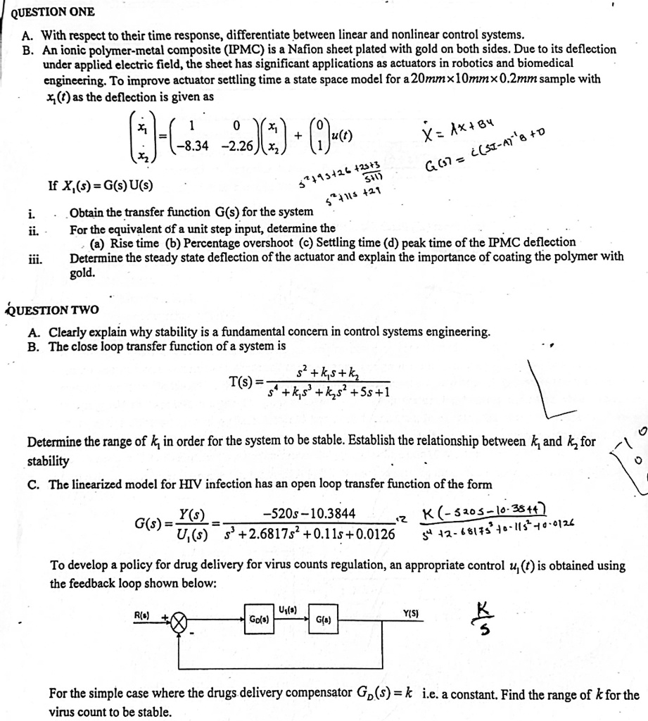 SOLVED QUESTION ONE A. With respect to their time response