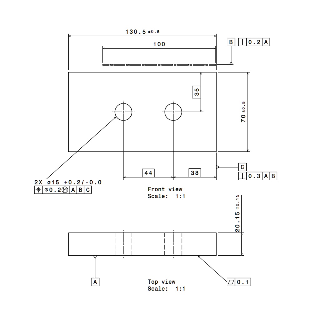 SOLVED: 1) Design a functional gauge to inspect the holes of the part ...