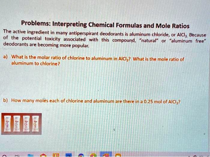 SOLVED Problems Interpreting Chemical Formulas and Mole Ratios The