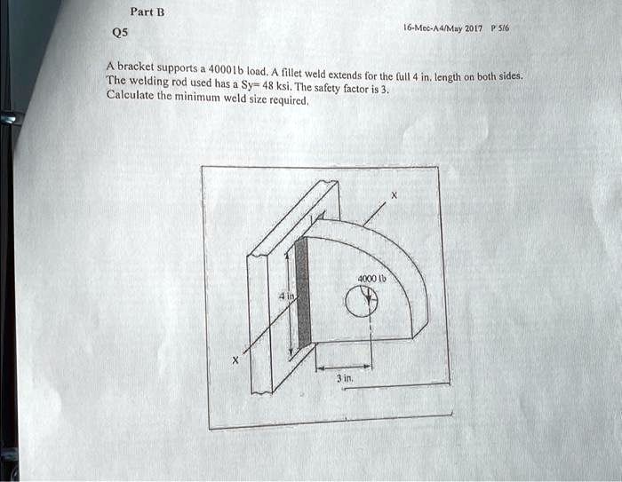 SOLVED Part B Q5 16MecA4/May 2017P516 The welding rod used has a Sy