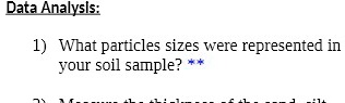 data analysls what particles sizes were represented in your soil sample 44275