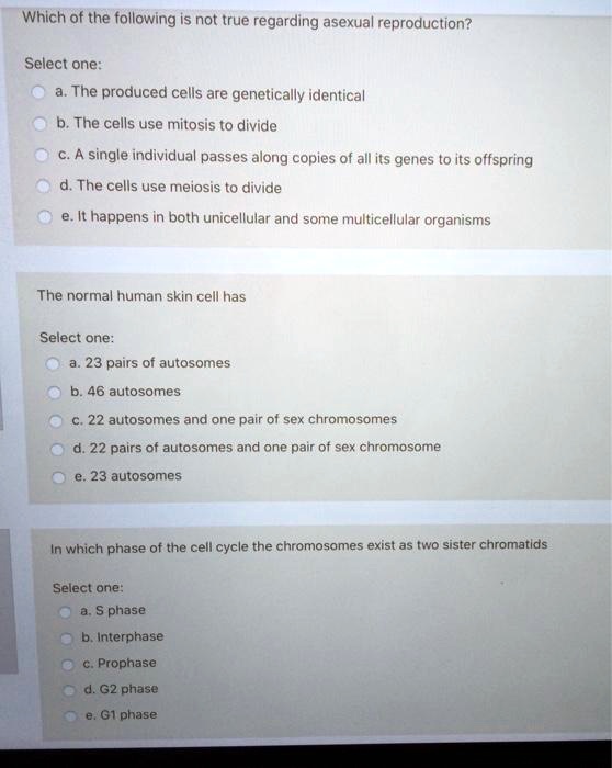 SOLVED Which of the following is not true regarding asexual