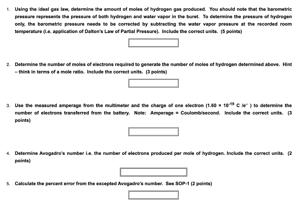 SOLVED Using the ideal gas law, determine the amount of moles of