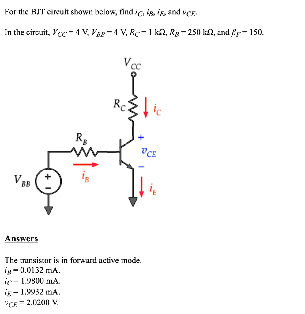 SOLVED: For The BJT Circuit Shown Below, Find IC, IB, IE, And VCE: In ...