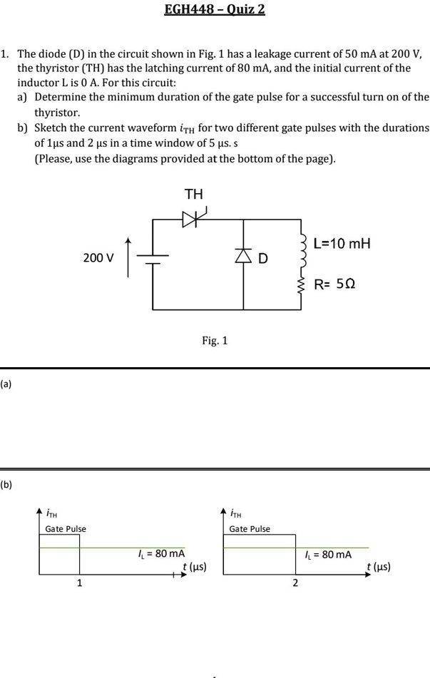 SOLVED EGH448Ouiz2 1. The diode (D) in the circuit shown in Fig.1 has