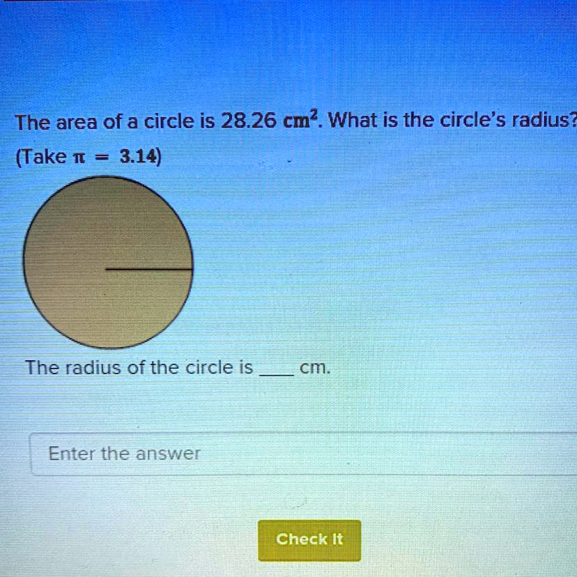 area of circle with radius 28 cm