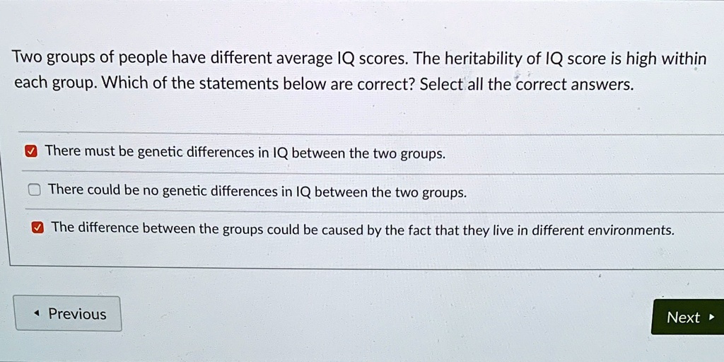 SOLVED: 'Two groups of people have different average IQ scores. The ...