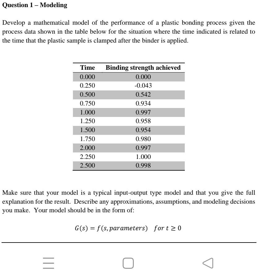 SOLVED: Question 1 - Modeling Develop A Mathematical Model Of The ...