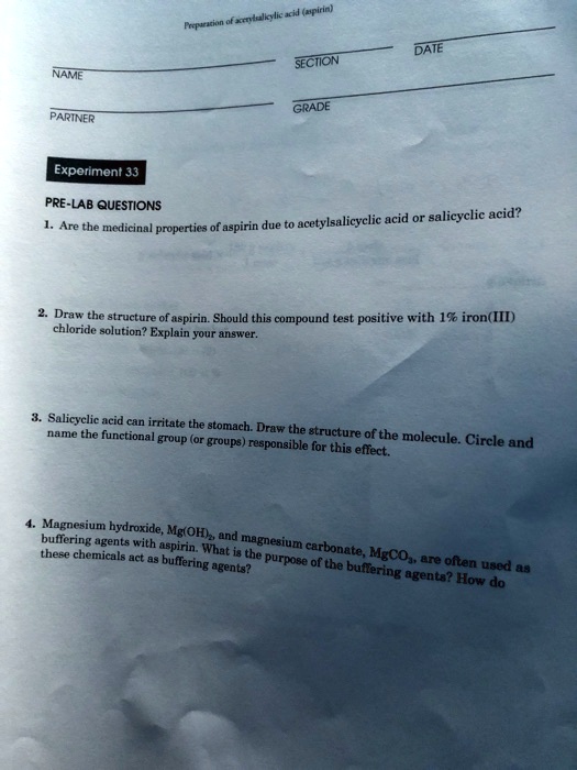 SOLVEDDATE SECTION NAME GRADE PARINFR Exporimont 33 PRELAB QUESTIONS