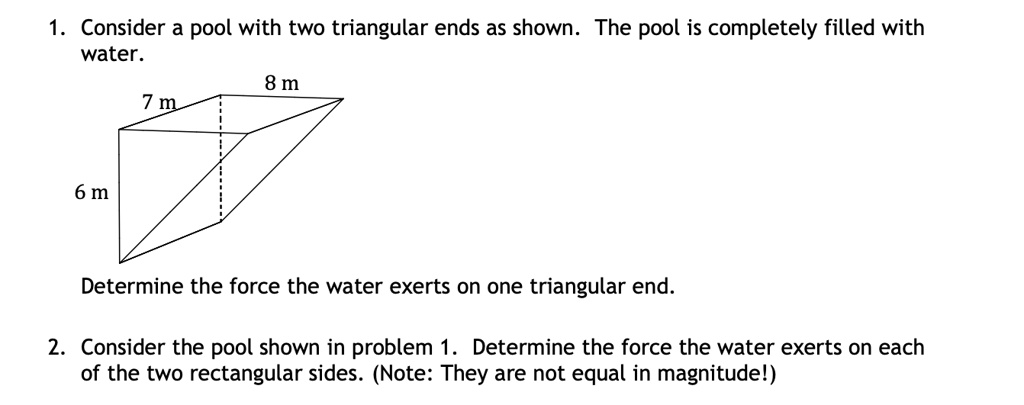 Physics Pool Problem SOLVED: Consider a pool with two triangular ends as shown: The pool is ...