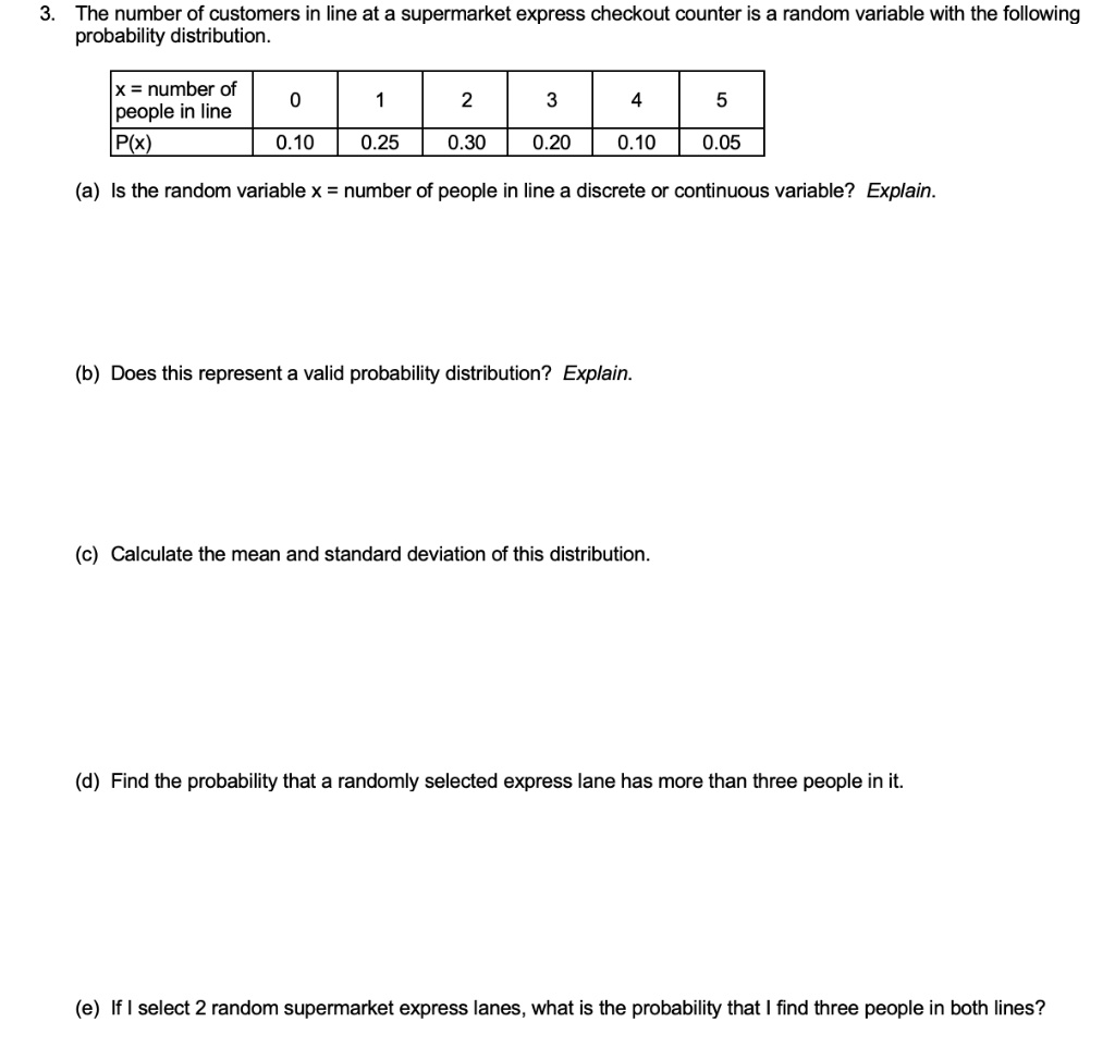 The number of customers in line at a supermarket express checkout ...