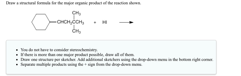 Solved Draw A Structural Formula For The Major Organic Product Of The Reaction Shown Ch3chch2 4273