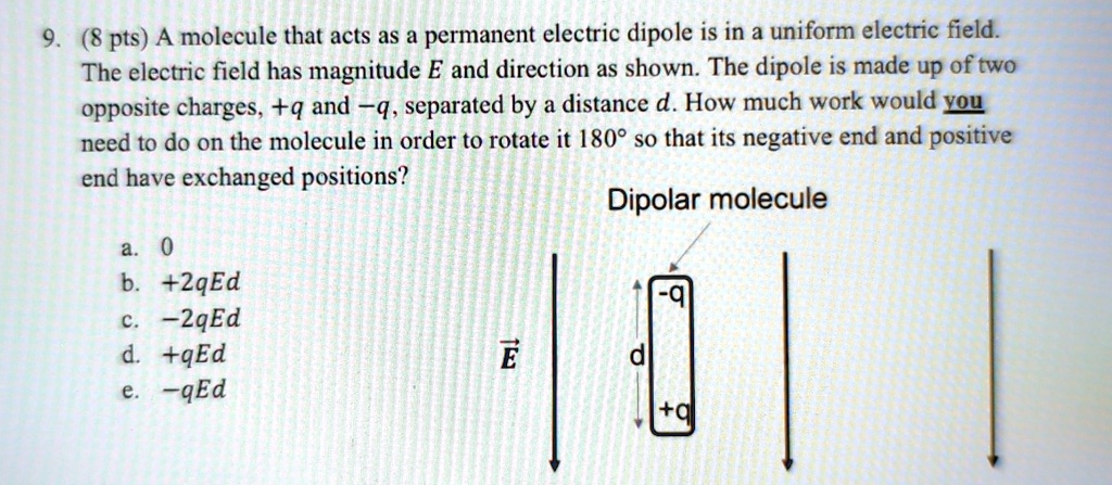 SOLVED: A molecule that acts as a permanent electric dipole is in a ...