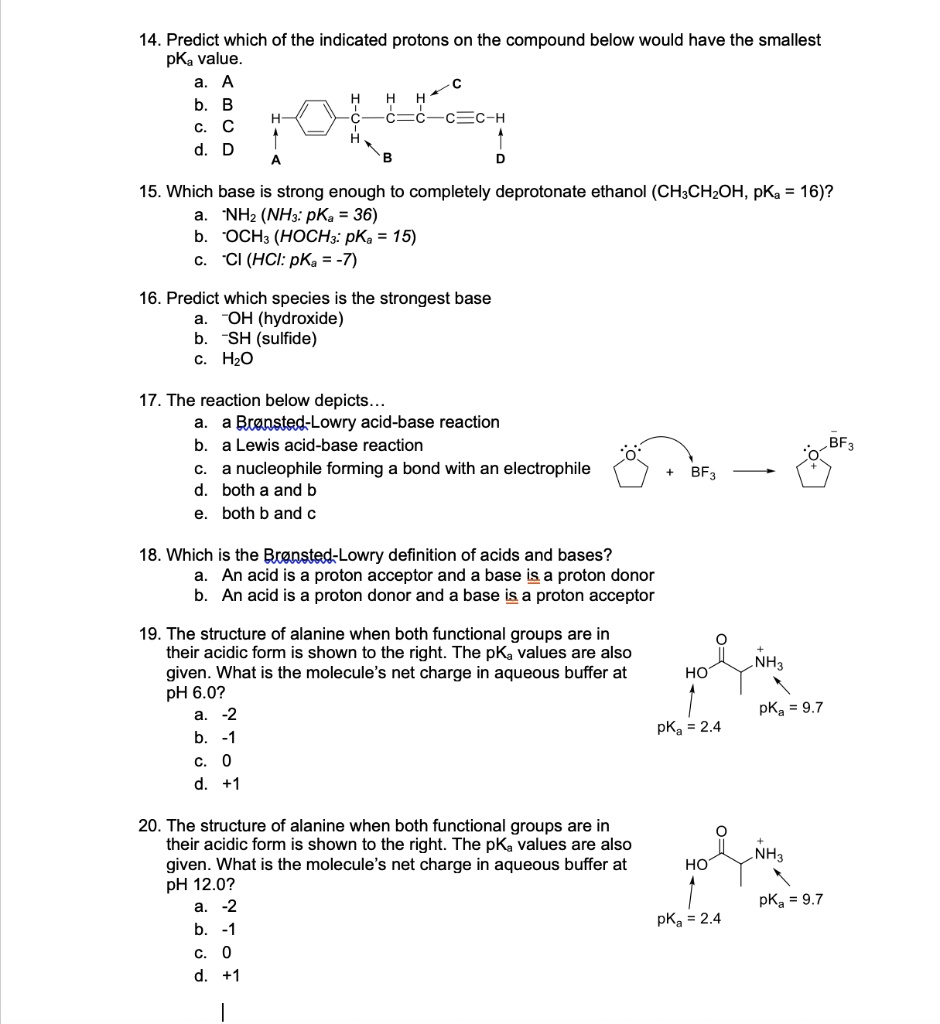 solved-14-predict-which-of-the-indicated-protons-on-the-compound