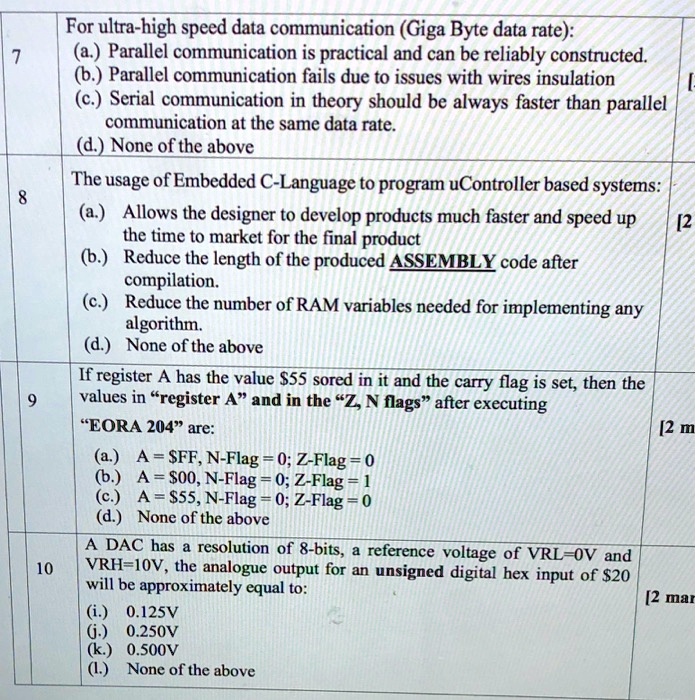 can you solve them by steps to show me how you get the answer for ultra high speed data communication giga byte data rate a parallel communication is practical and can be reliably constructe 59004